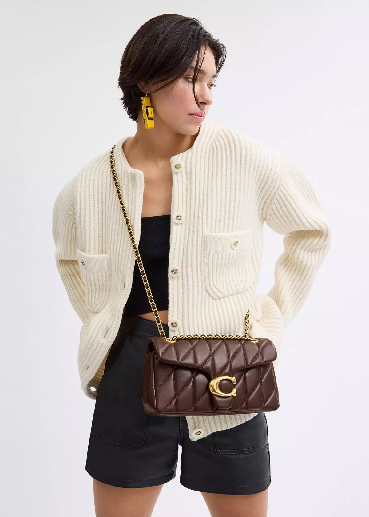 Tabby Quilted 26 Maple Leather Shoulder Bag