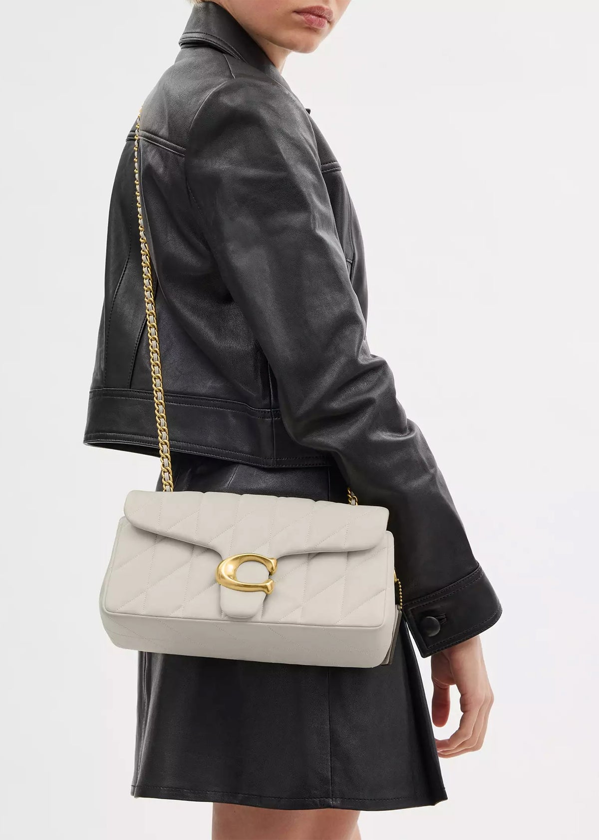 Tabby Quilted 26 Chalk Leather Shoulder Bag
