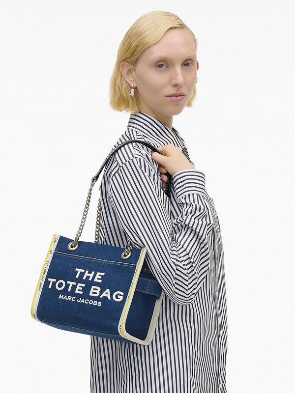 The Denim Small Chain Dark Wash Tote Bag