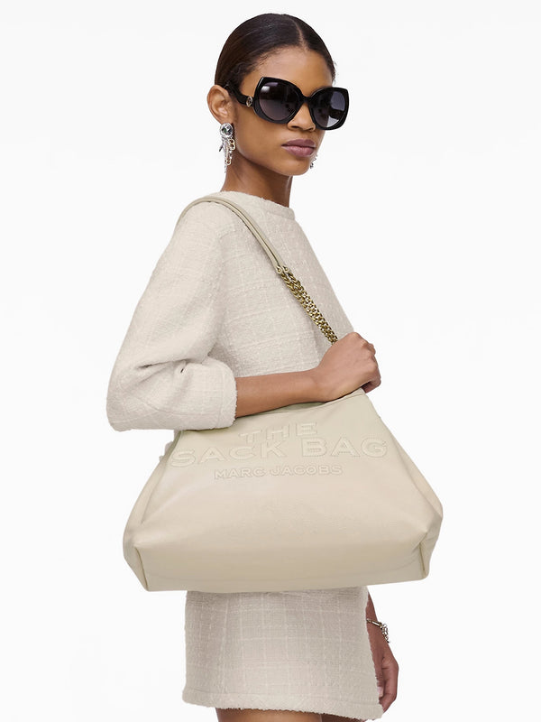 The Large Cloud White Leather Chain Sack Bag