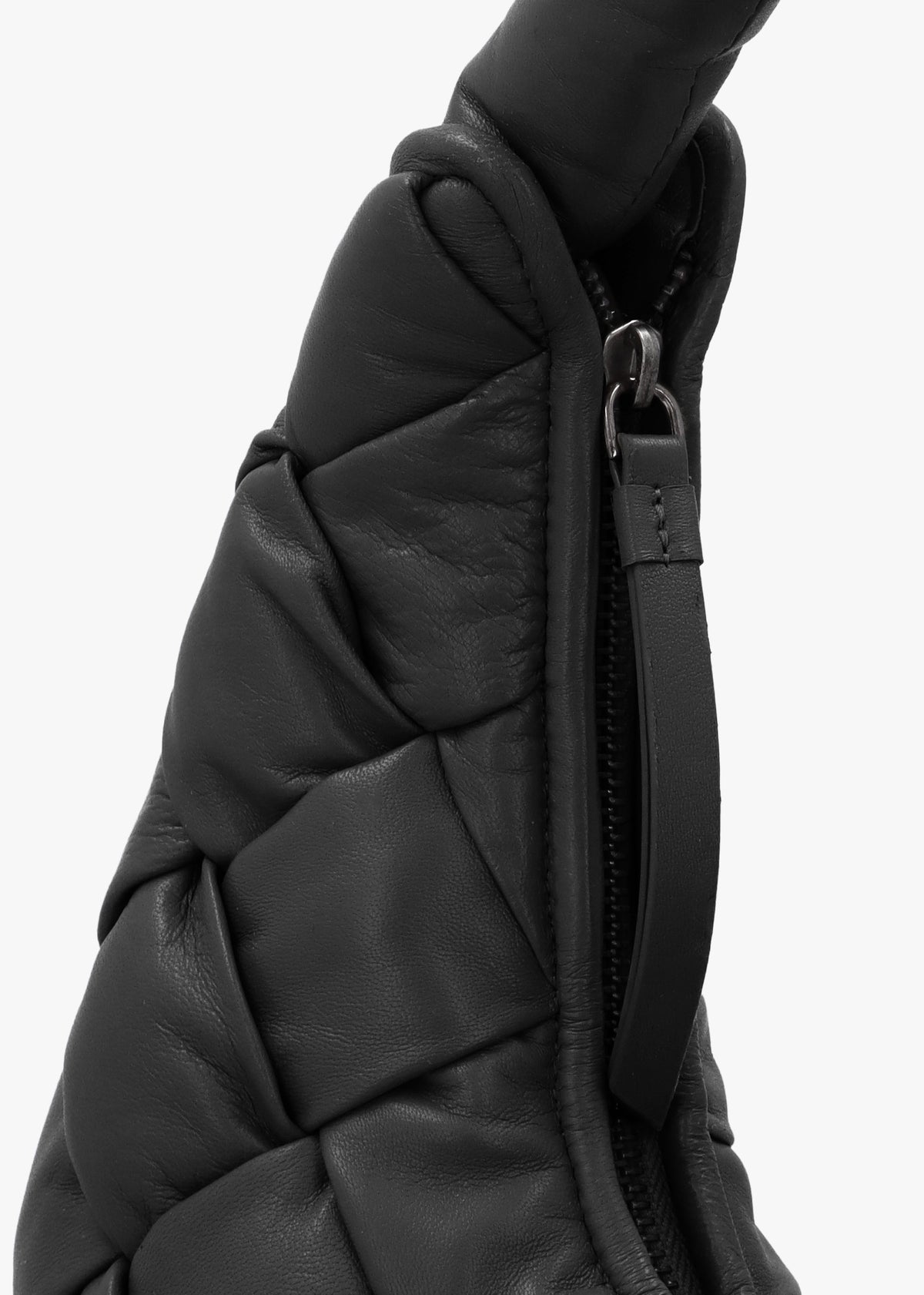 Veave Black Leather Woven Shoulder Bag