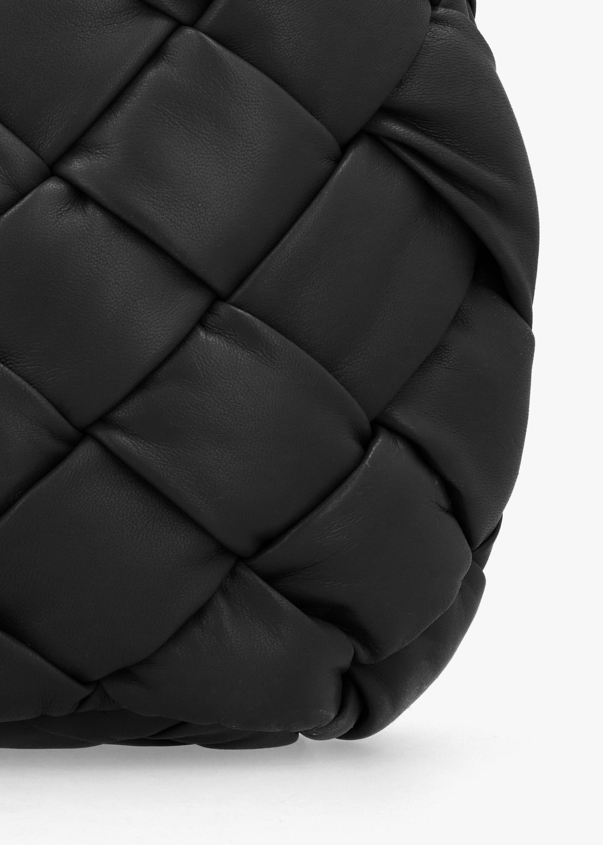 Veave Black Leather Woven Shoulder Bag