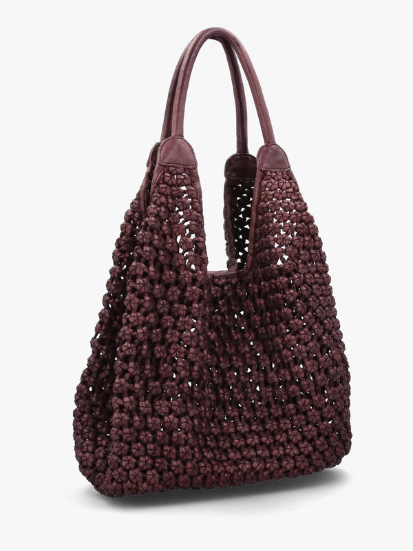 Vobo Slouchy Woven Burgundy Metallic Leather Hobo Bag