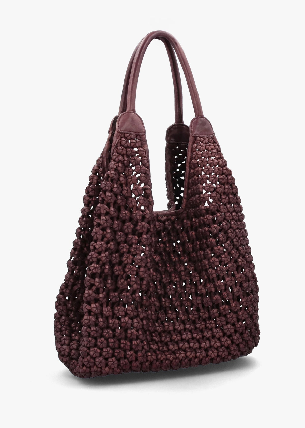 Vobo Slouchy Woven Burgundy Metallic Leather Hobo Bag