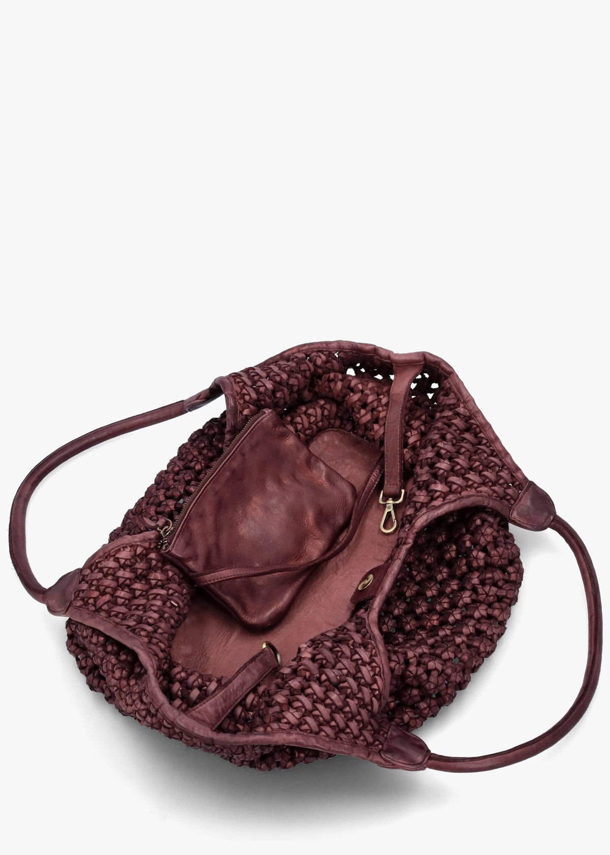 Vobo Slouchy Woven Burgundy Metallic Leather Hobo Bag