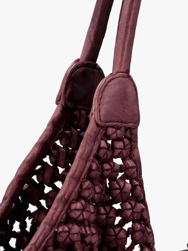 Vobo Slouchy Woven Burgundy Metallic Leather Hobo Bag