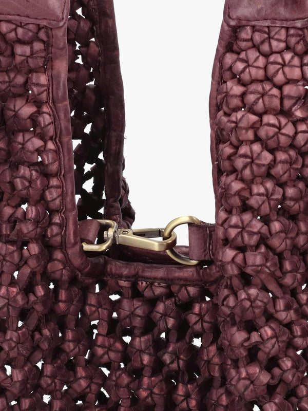 Vobo Slouchy Woven Burgundy Metallic Leather Hobo Bag