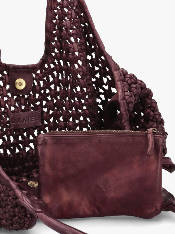 Vobo Slouchy Woven Burgundy Metallic Leather Hobo Bag