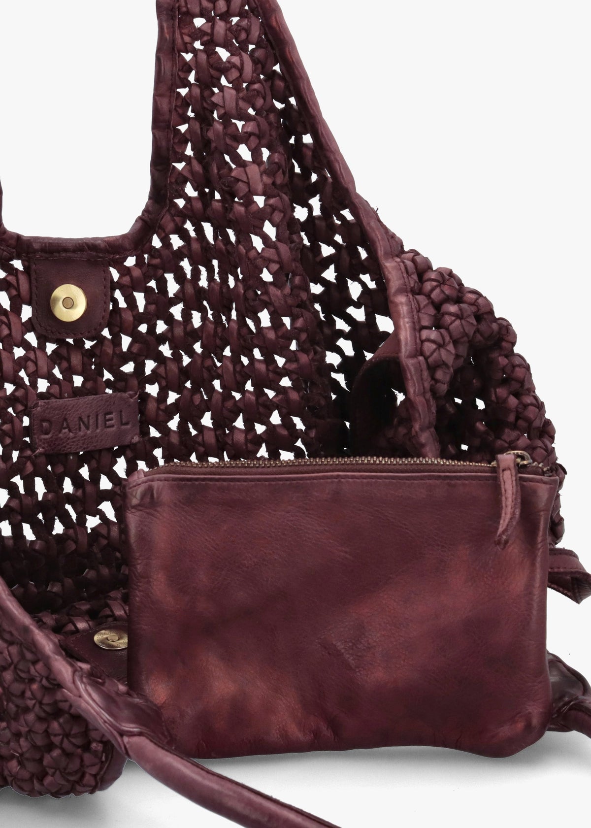 Vobo Slouchy Woven Burgundy Metallic Leather Hobo Bag