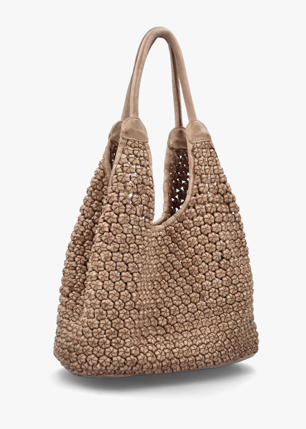 Vobo Slouchy Woven Beige Leather Hobo Bag