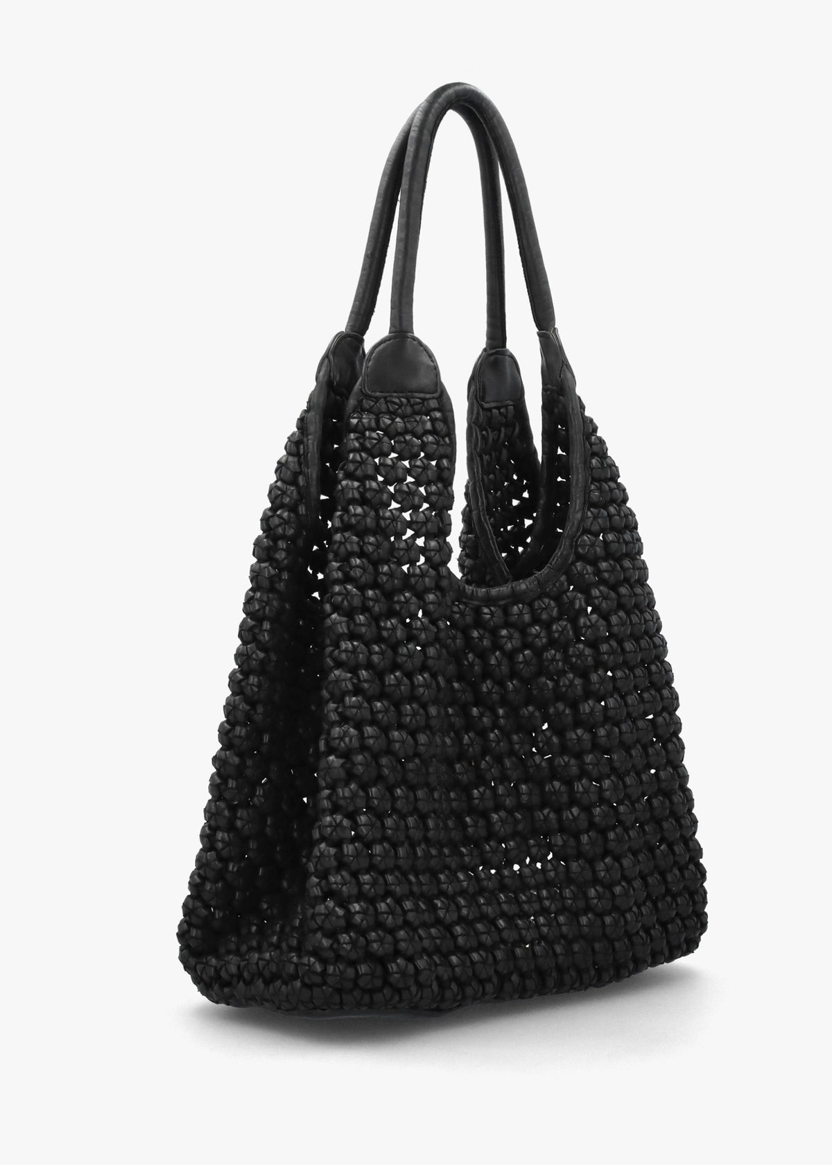 Vobo Slouchy Woven Black Leather Hobo Bag