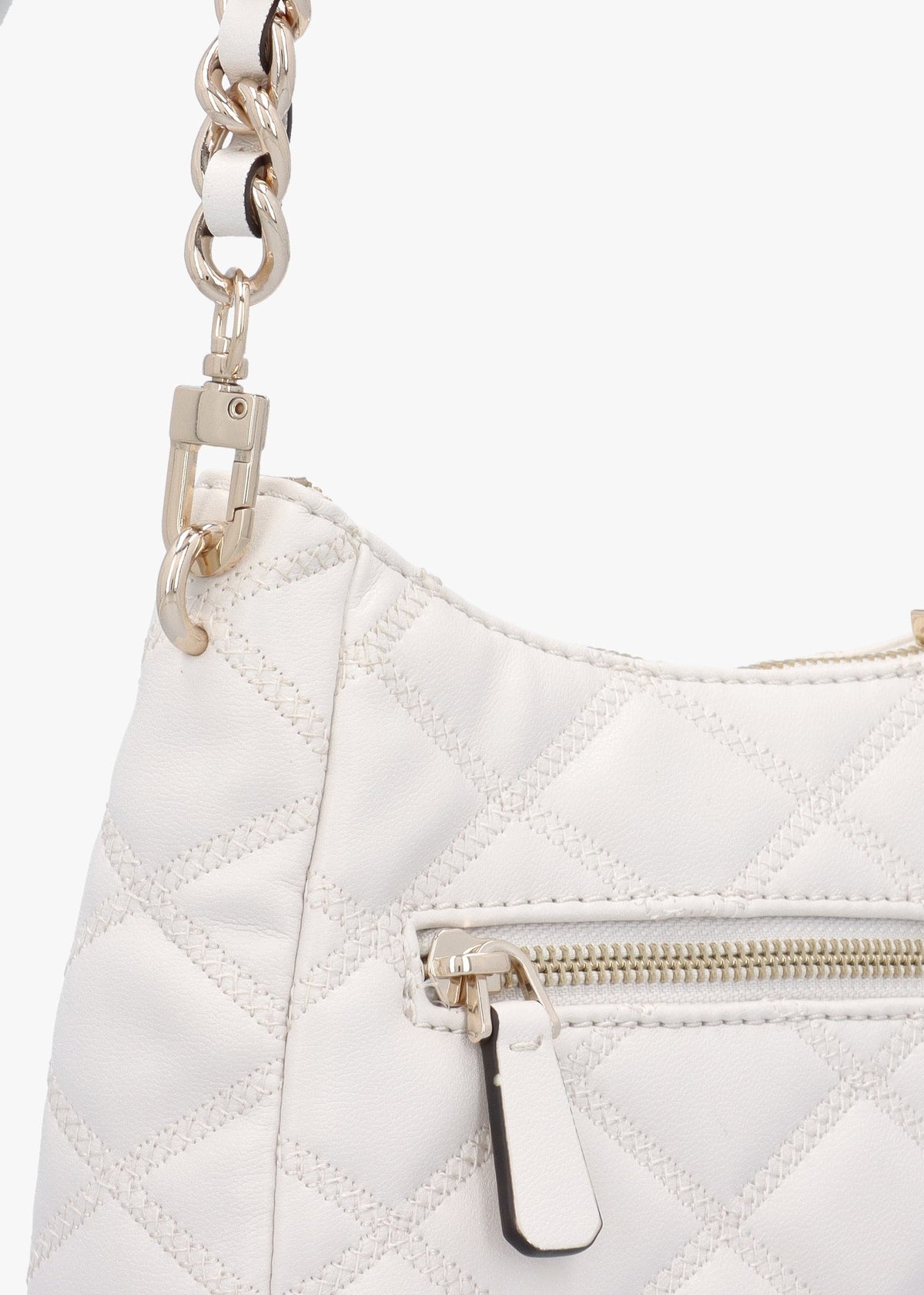 Tamsin Quilted Off White Top Zip Shoulder Bag