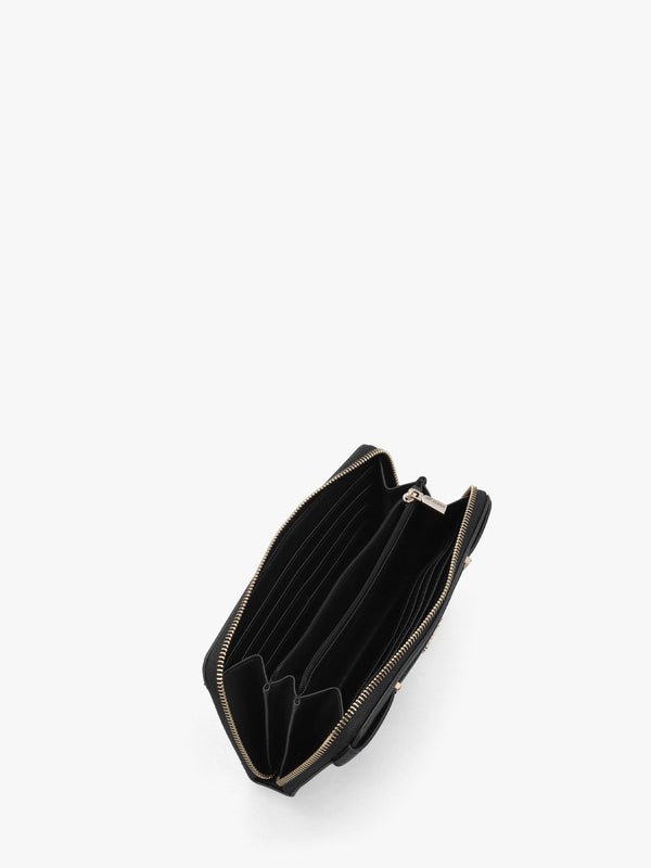 Anadela Large Black Zip Around Wallet