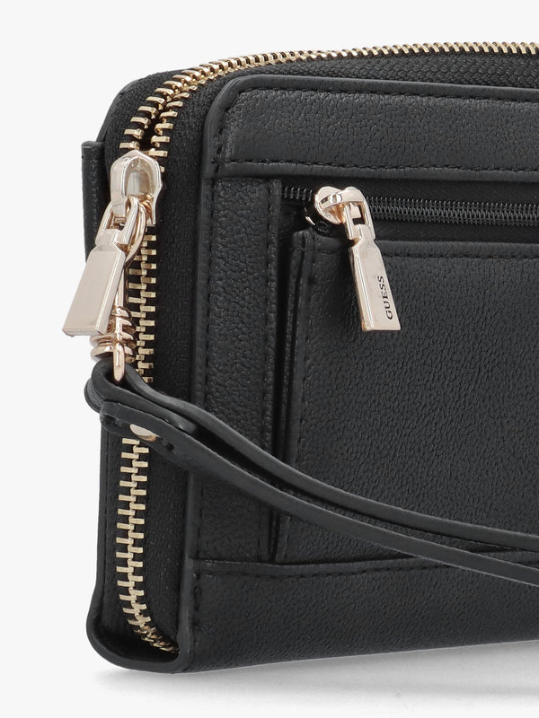 Anadela Large Black Zip Around Wallet