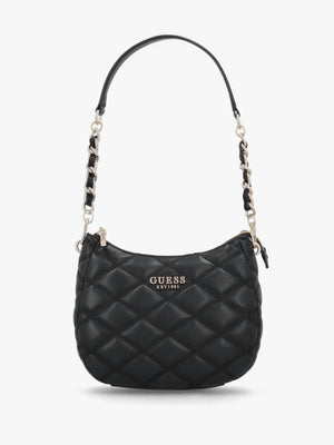 Tamsin Quilted Black Top Zip Shoulder Bag