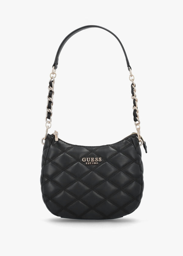 Tamsin Quilted Black Top Zip Shoulder Bag