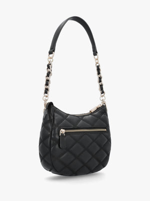 Tamsin Quilted Black Top Zip Shoulder Bag