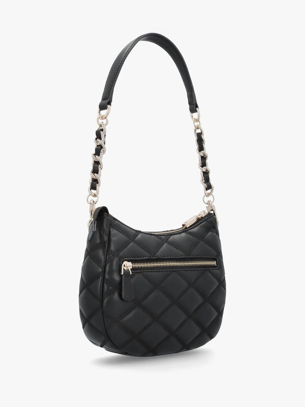 Tamsin Quilted Black Top Zip Shoulder Bag