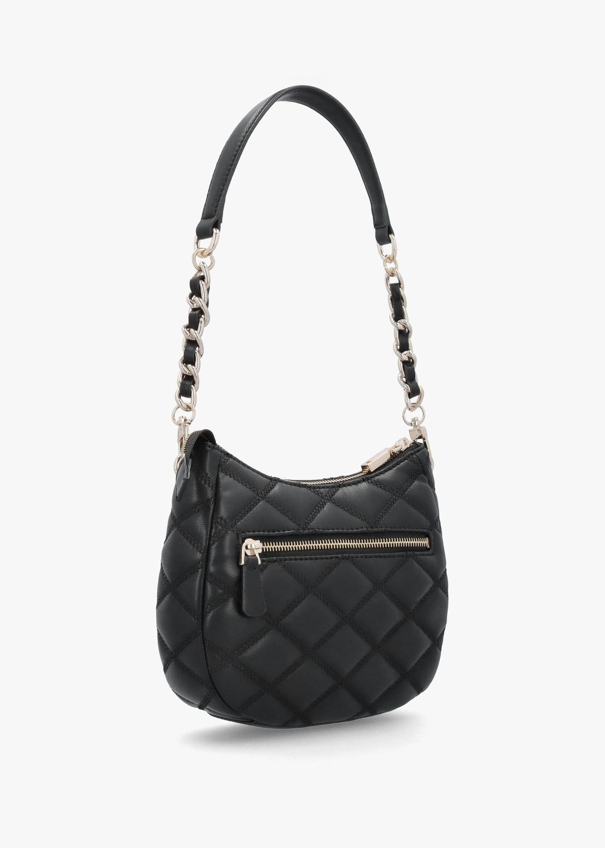 Tamsin Quilted Black Top Zip Shoulder Bag