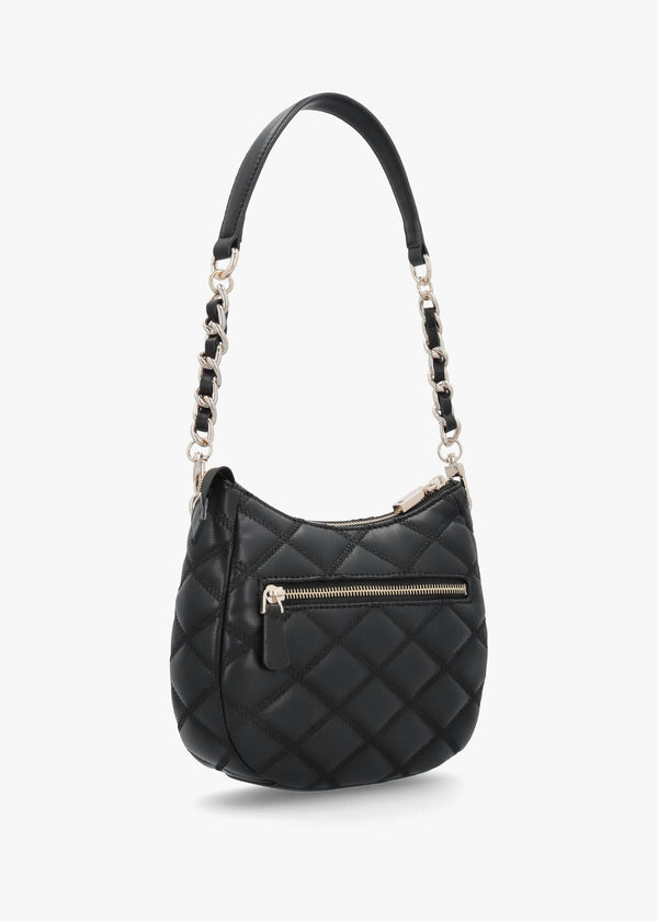 Tamsin Quilted Black Top Zip Shoulder Bag