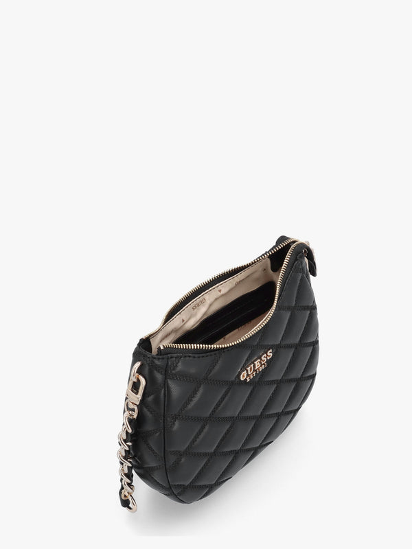 Tamsin Quilted Black Top Zip Shoulder Bag