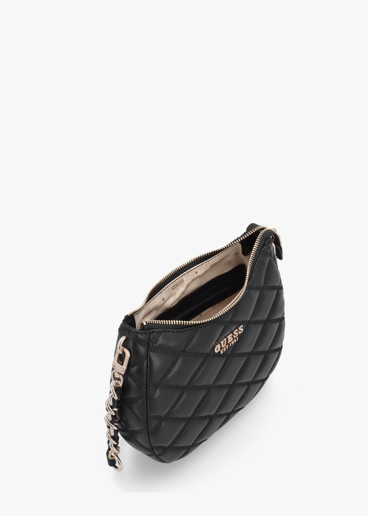 Tamsin Quilted Black Top Zip Shoulder Bag