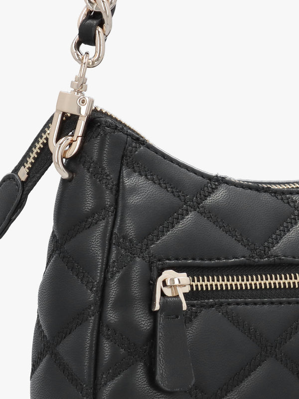 Tamsin Quilted Black Top Zip Shoulder Bag