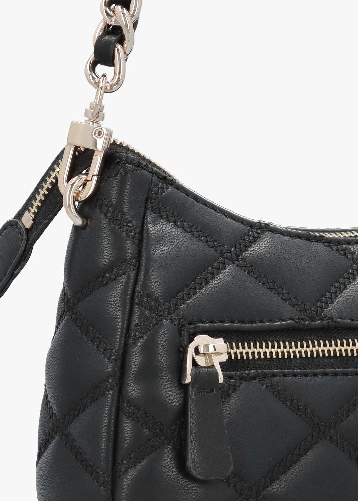 Tamsin Quilted Black Top Zip Shoulder Bag