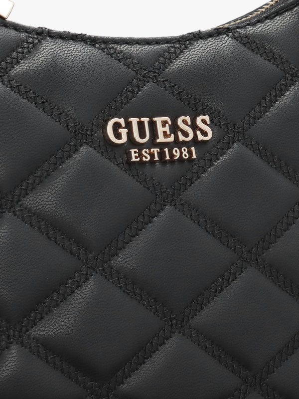 Tamsin Quilted Black Top Zip Shoulder Bag