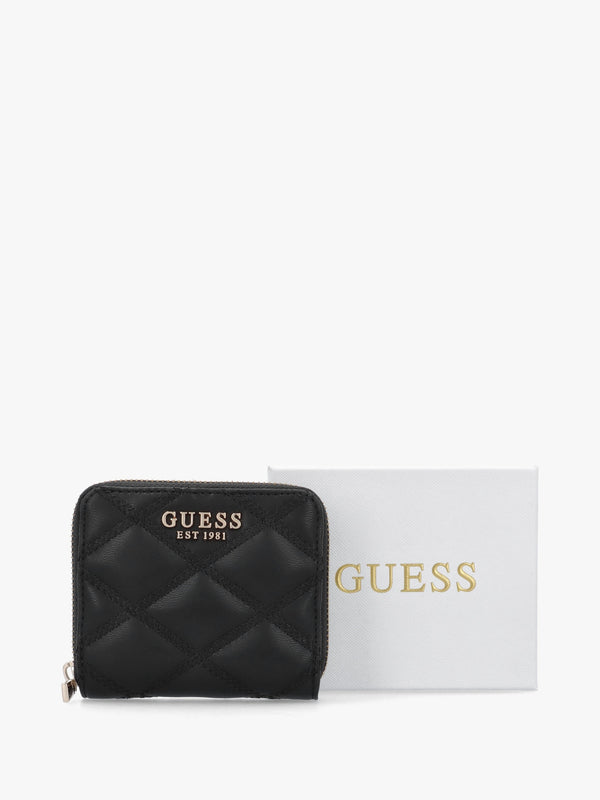 Tamsin Quilted Small Black Zip Around Purse
