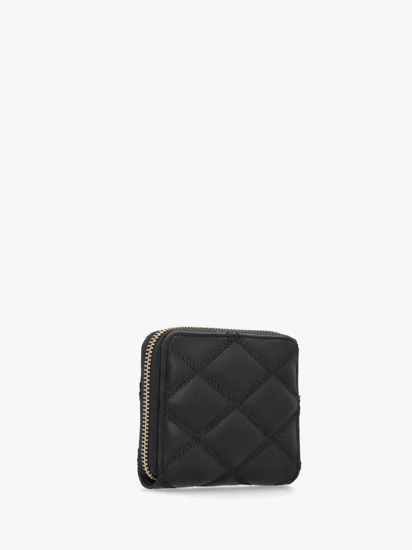 Tamsin Quilted Small Black Zip Around Purse