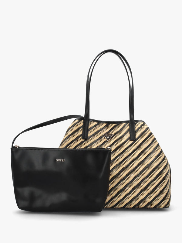 Vikky II Natural Black Beachy Tote Bag