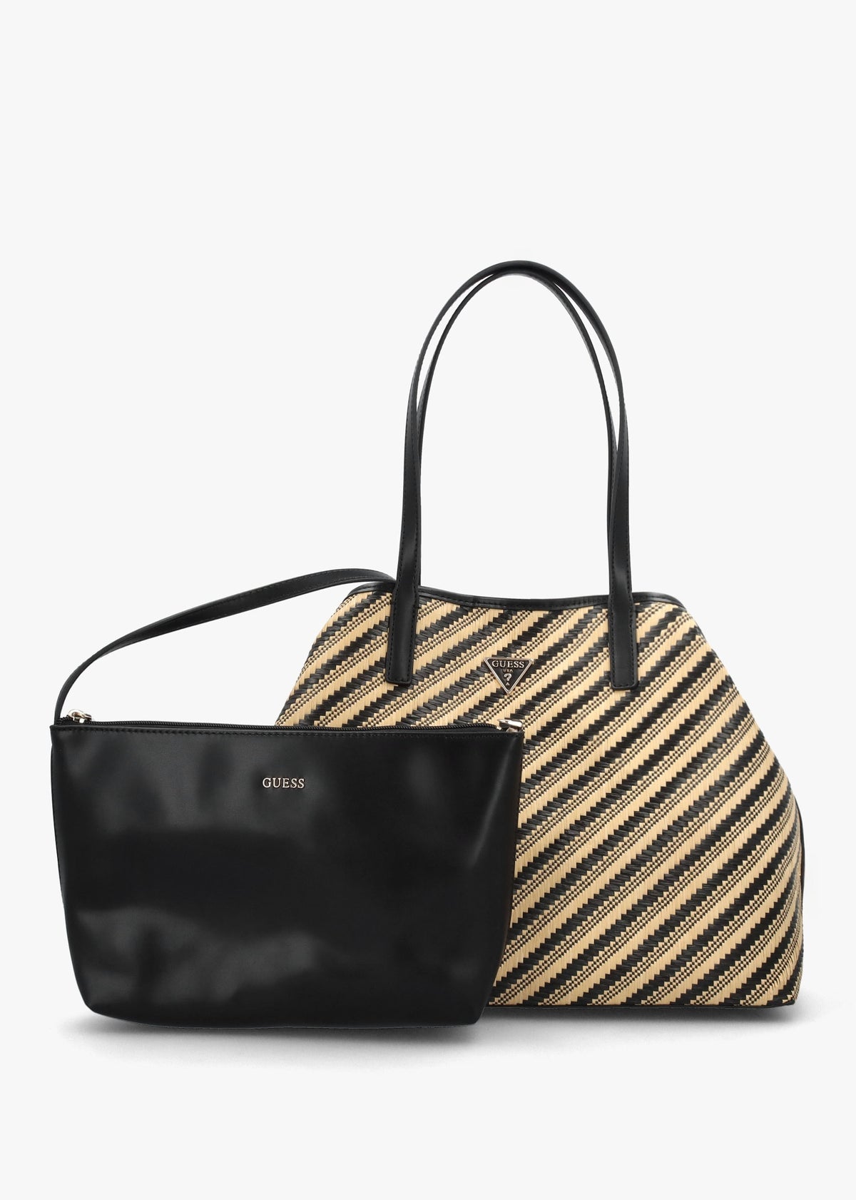 Vikky II Natural Black Beachy Tote Bag