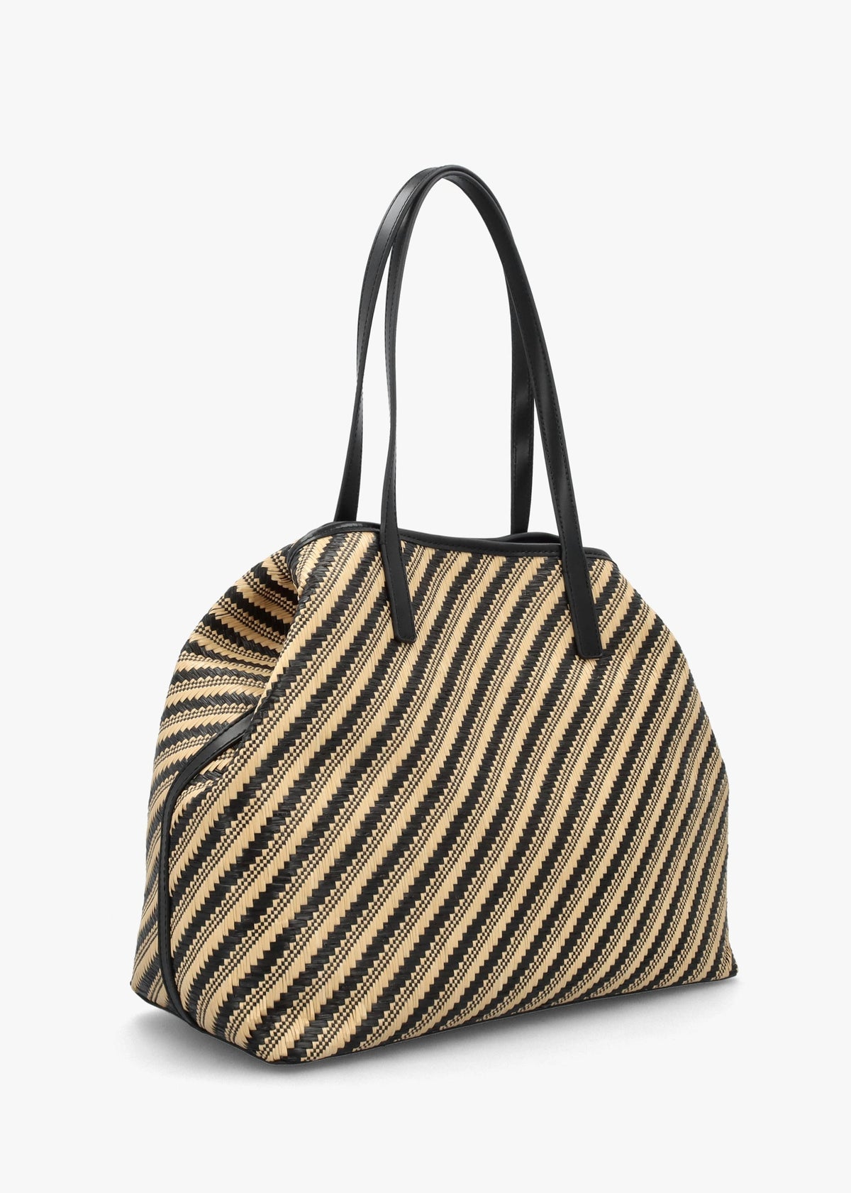 Vikky II Natural Black Beachy Tote Bag