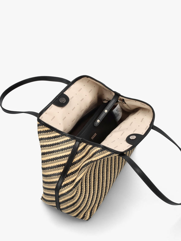 Vikky II Natural Black Beachy Tote Bag