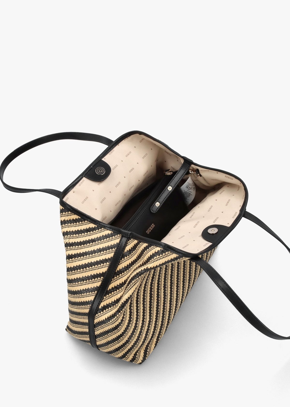Vikky II Natural Black Beachy Tote Bag