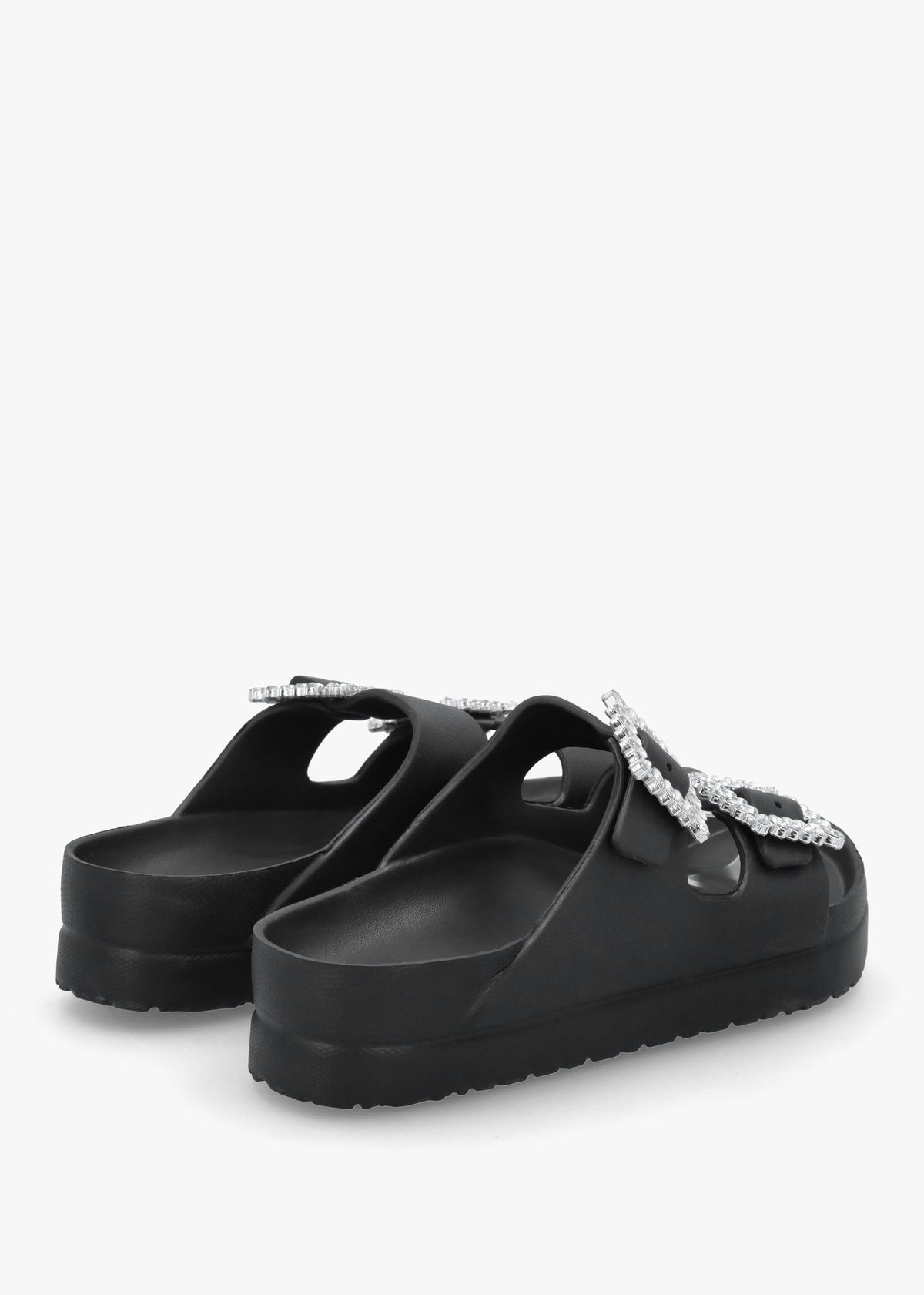 Black Two Bar Embellished Mules