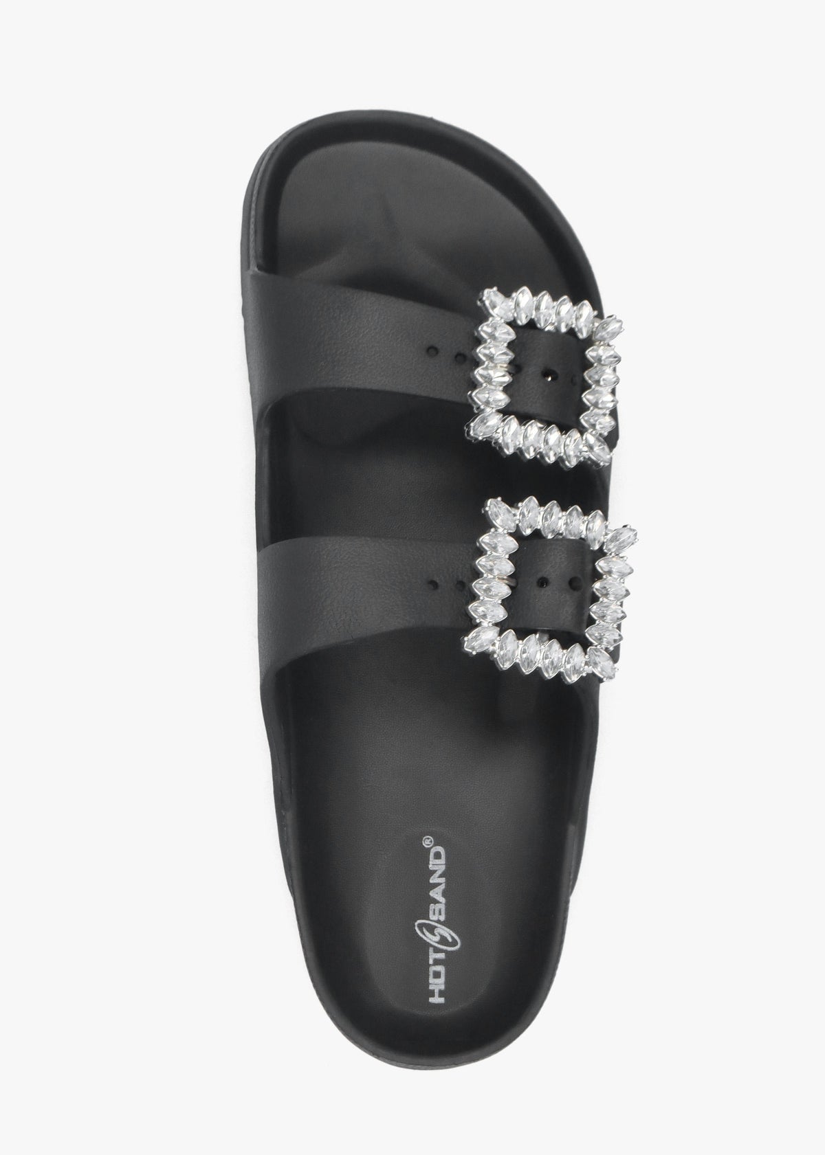 Black Two Bar Embellished Mules