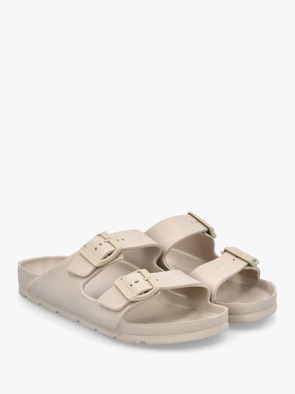 Beige Two Bar EVA Mules
