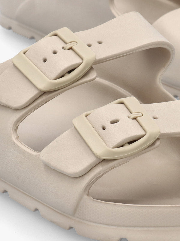 Beige Two Bar EVA Mules