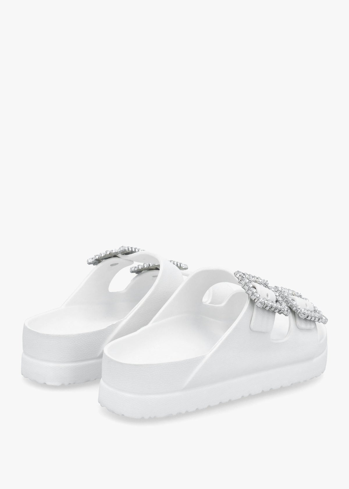 White Two Bar Embellished Mules
