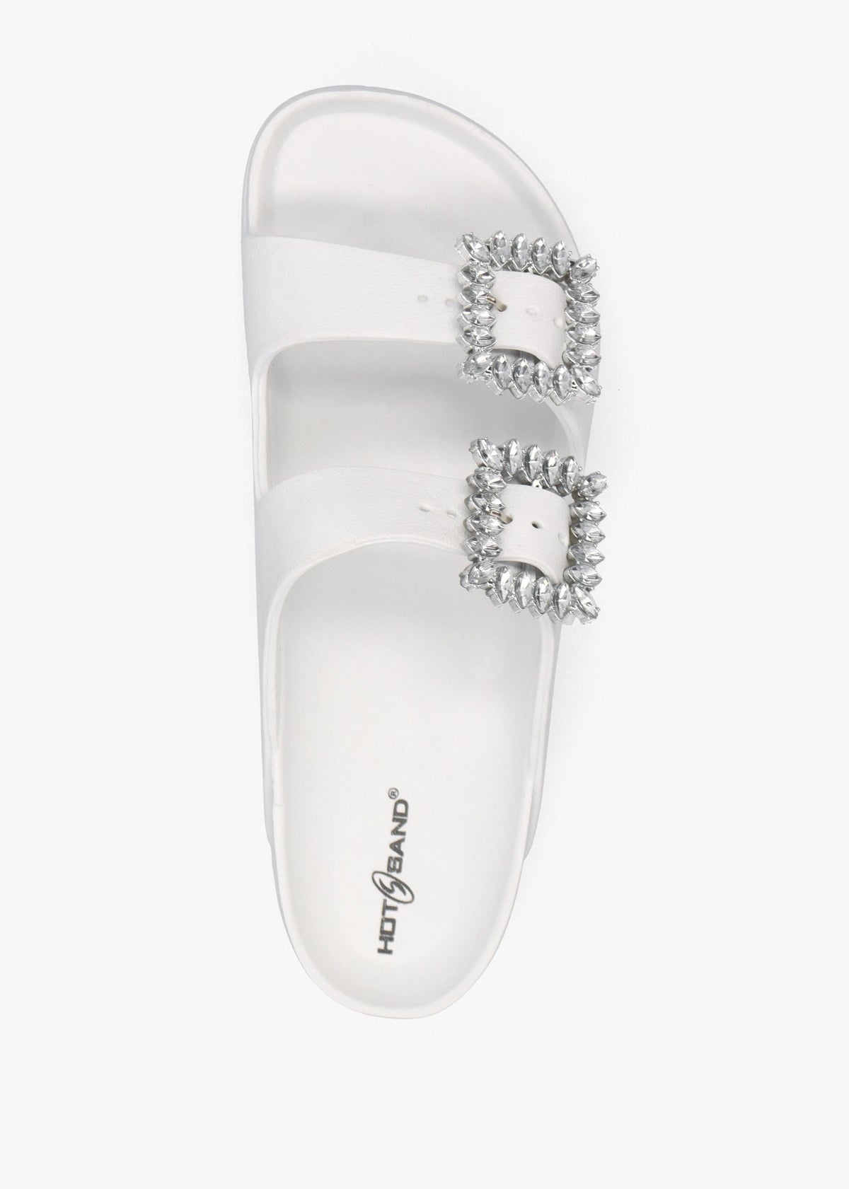 White Two Bar Embellished Mules