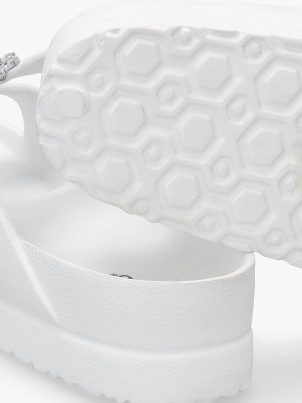 White Two Bar Embellished Mules