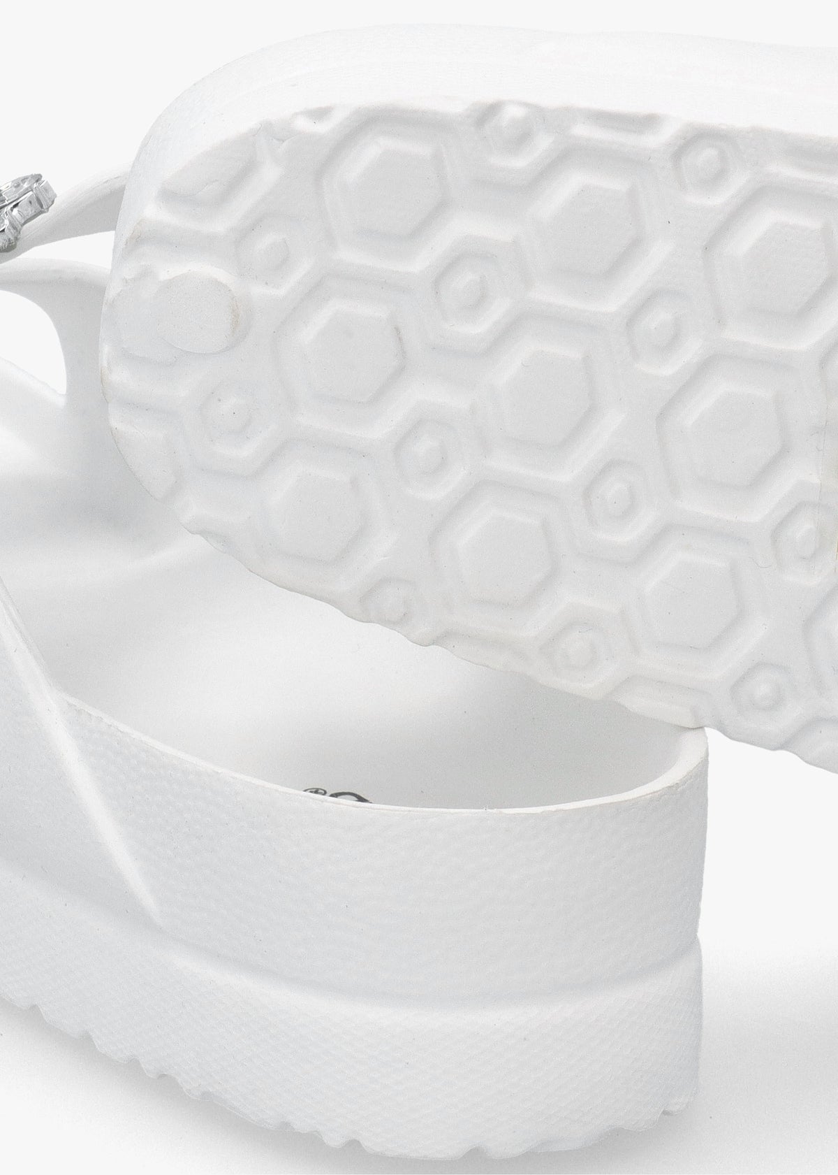 White Two Bar Embellished Mules