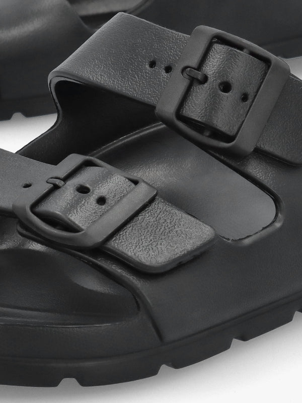 Men's Black Two Bar Mules