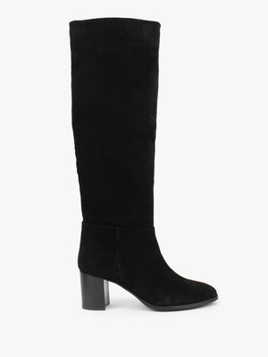 Lowlorna Black Suede Block Heel Knee Boots