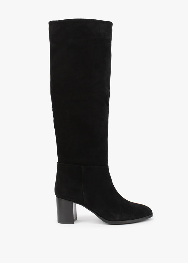 Lowlorna Black Suede Block Heel Knee Boots