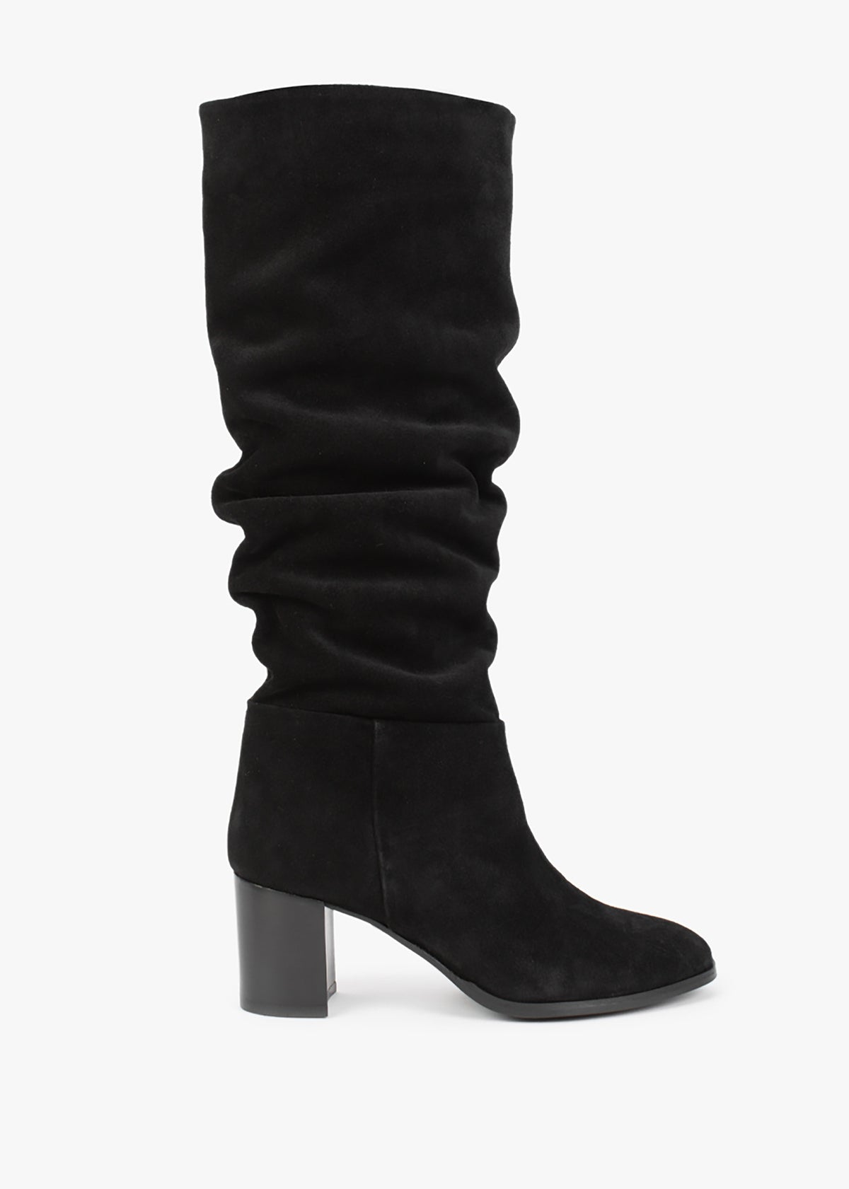 Lowlorna Black Suede Block Heel Knee Boots