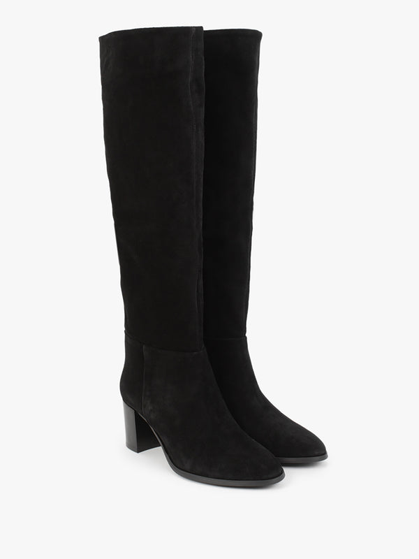 Lowlorna Black Suede Block Heel Knee Boots