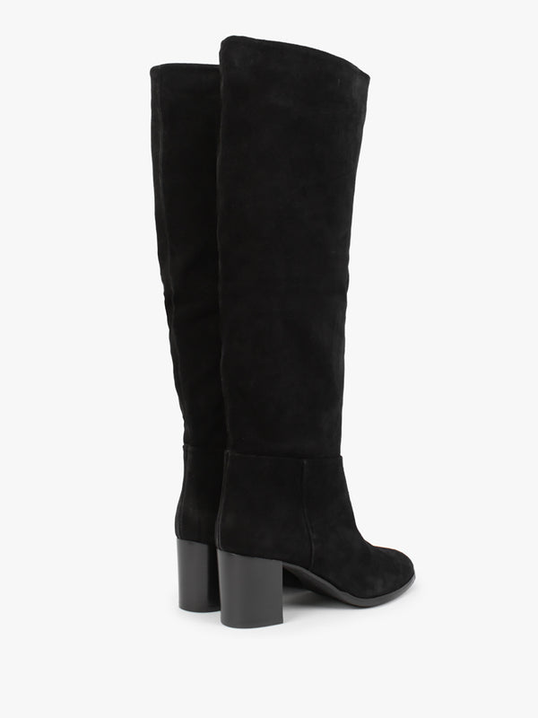 Lowlorna Black Suede Block Heel Knee Boots